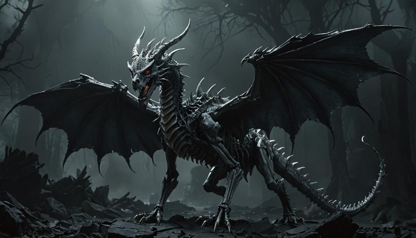 Gothic Undead Dragon Reigns in Dark Fantasy Realm