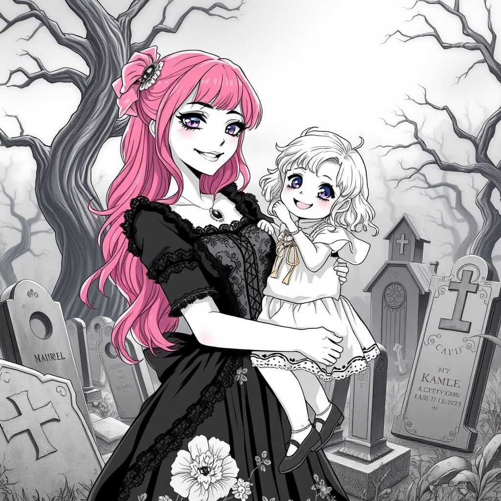 Motherly Love in Gothic Cemetery