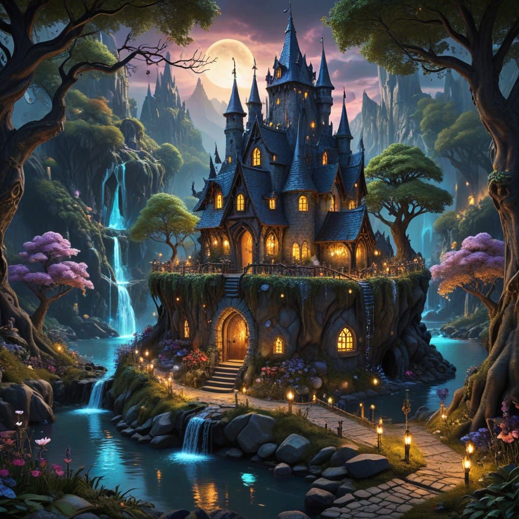 Fantasy Land Map in a Whimsical Aesthetic with Magical Eleme...
