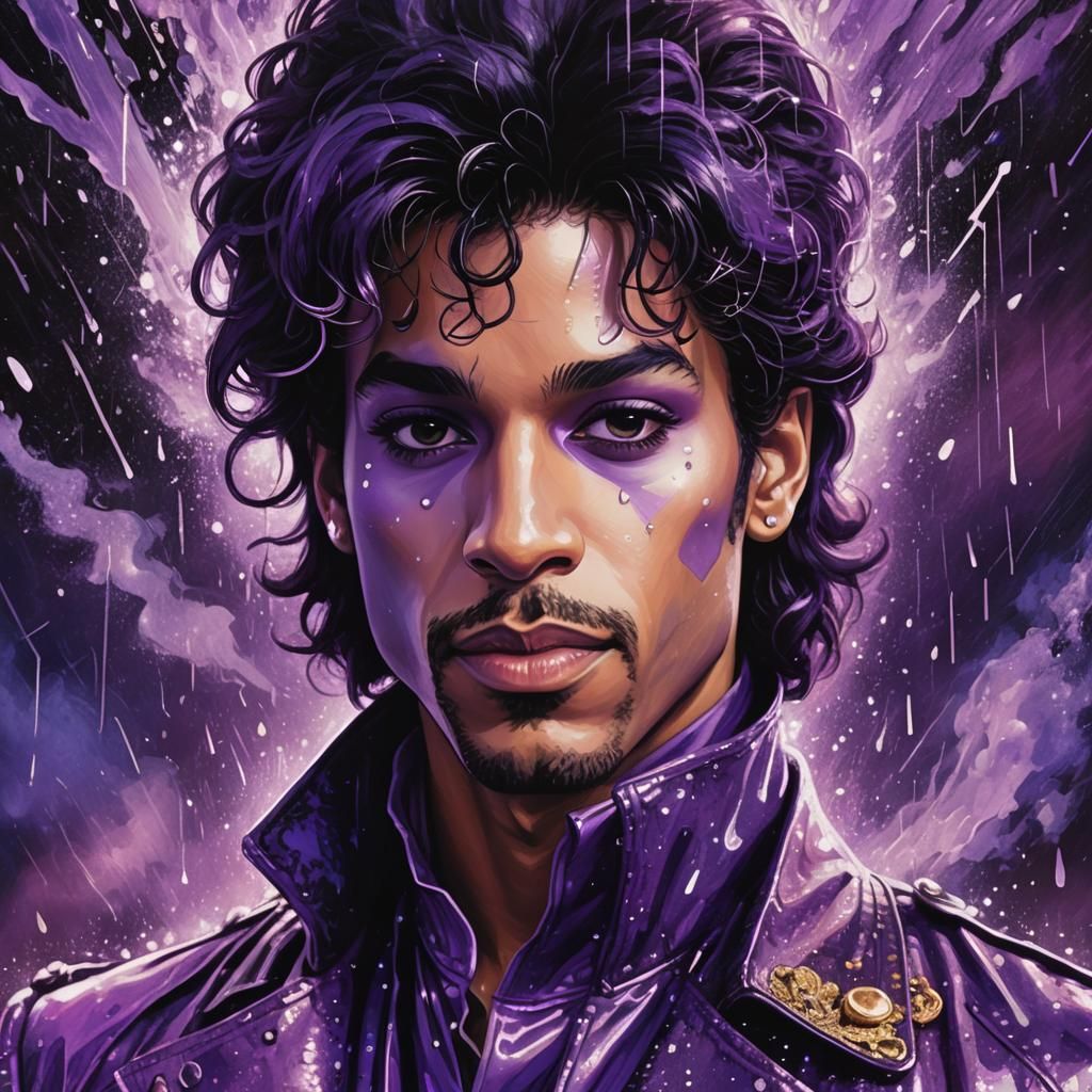 Prince in Purple Rain: Holographic Astral Illustration