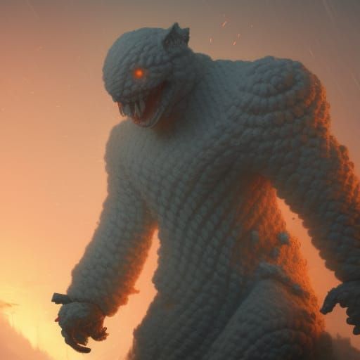 Yarn Golem in Hyperdetailed CGI Style