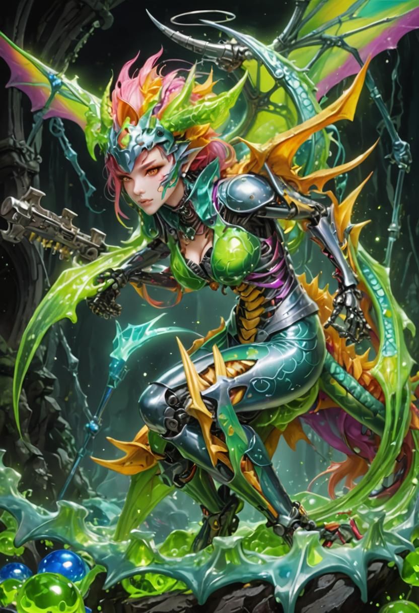 Robot Dragon Girl with Slime Body