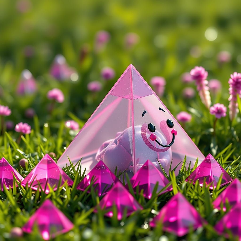 Cute Pyramid Vomiting Smaller Pyramids in Photorealistic CGI