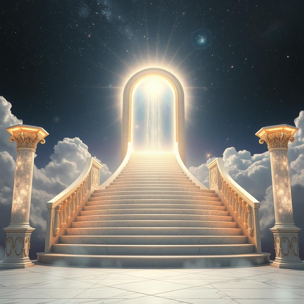 Ethereal Staircase to Cosmic Sky: Neoclassical Art