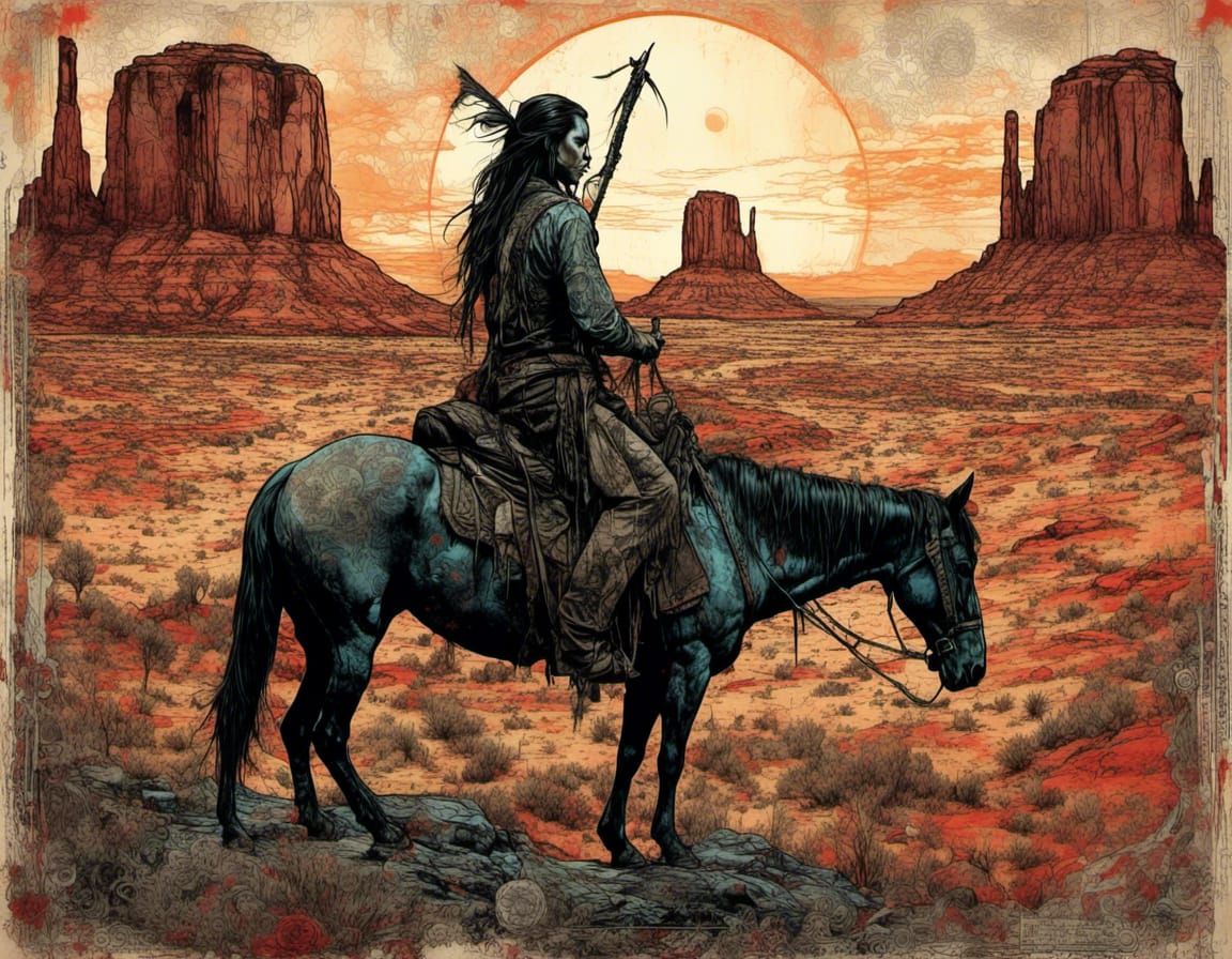 Native American Silhouette at Monument Valley