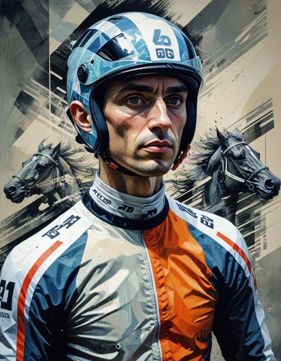 Portrait SPEEDY JOCKEY surrealism (ESCHER) RACING (glitchcor...