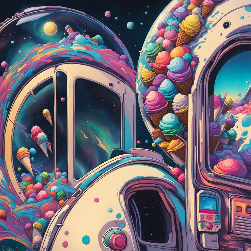 Ice Cream Man in Space: Graffiti Art Fusion