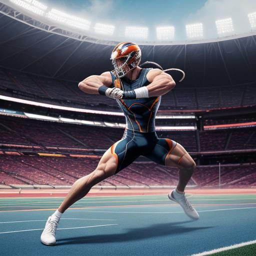 Dynamic Javelin Thrower in Stadium Sunlight