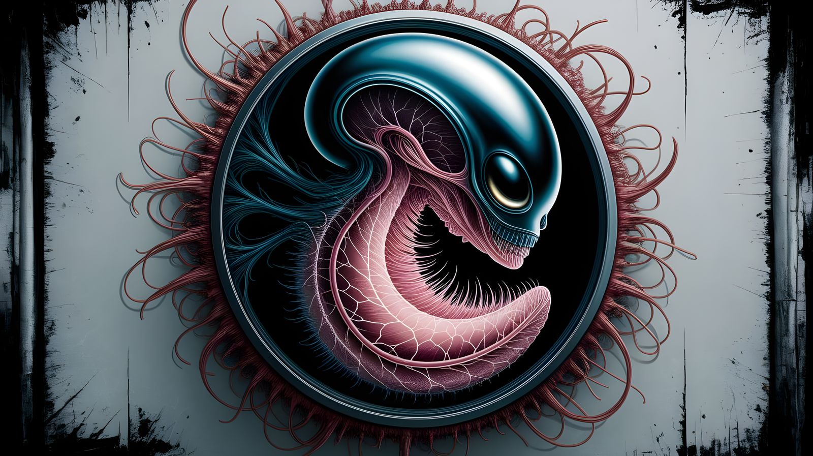 Surreal Anatomy of an Alien Embryo in Eerie Luminescence