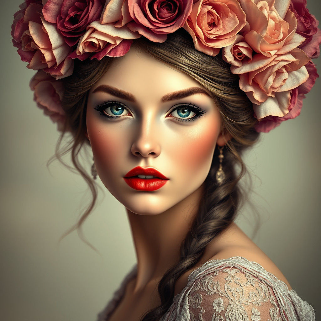 Victorian Floral Hat in Neo-Impressionist Style