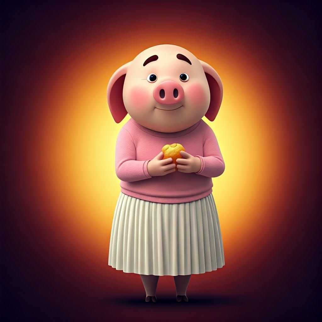 Cute Piglet in Colorful Outfit, Healthy Habits in Mind