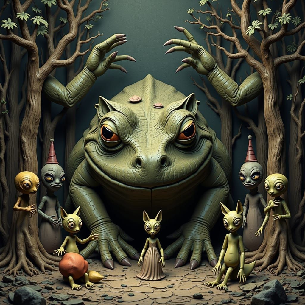 Toad and Fox Wedding Ceremony in Henri Matisse Style