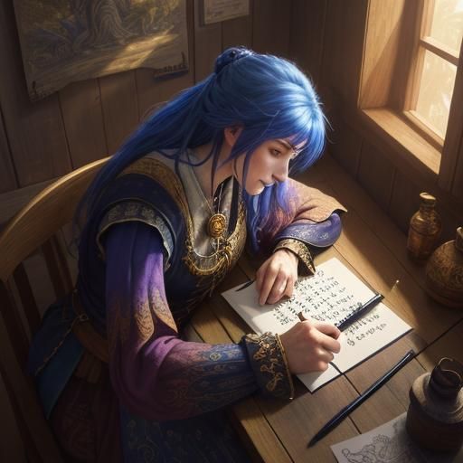 Girl Drawing at Octoberfest in Fantasy Art Style