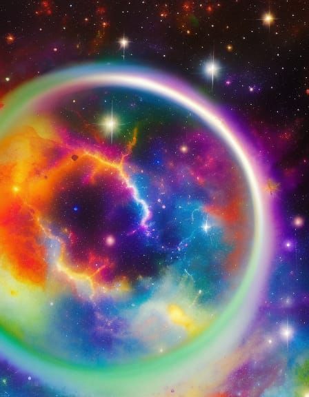 Nebula in a Bottle: Impressionist Gouache Watercolor