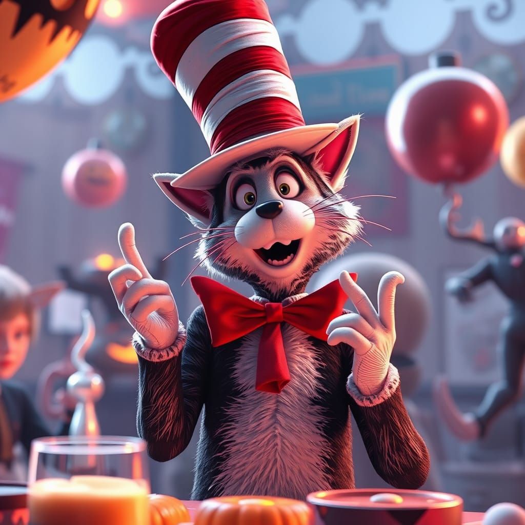 Cat in the Hat at Halloween: 3D Anime Art
