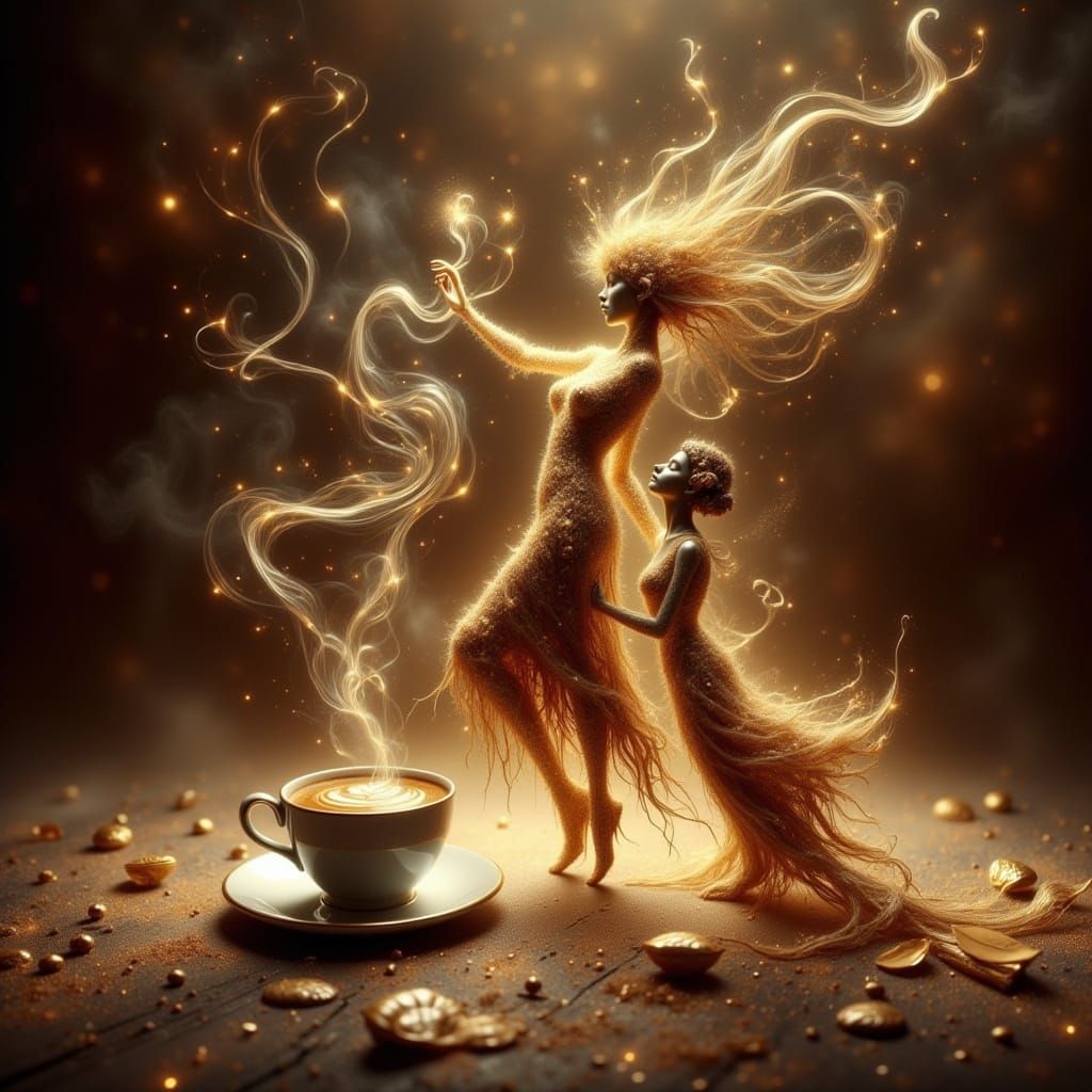 Art Nouveau Dreamscape: Whispers of Elegance in Coffee Steam