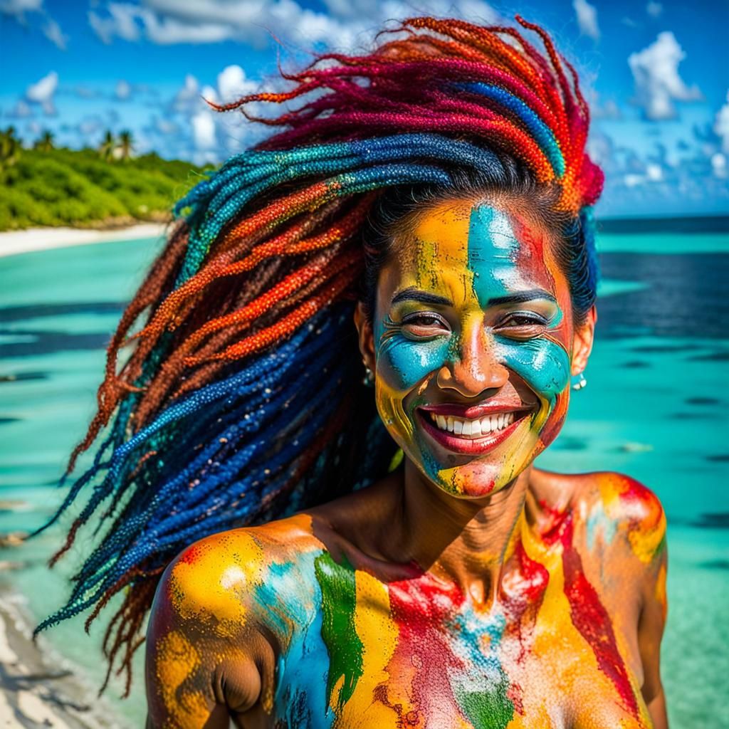 Sensual Taino Woman at the Caribbean Shore