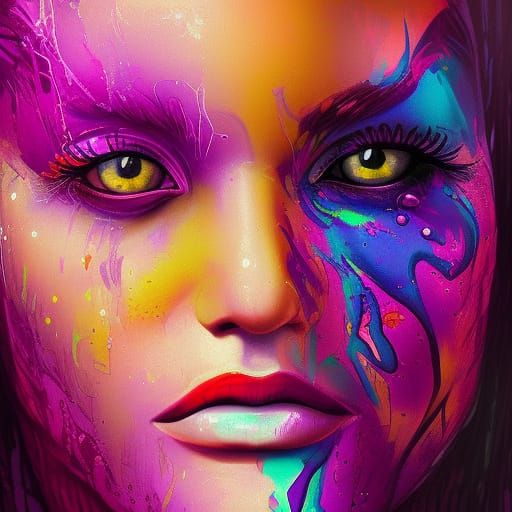 Dramatic Purpura Portrait in Splash Art Style