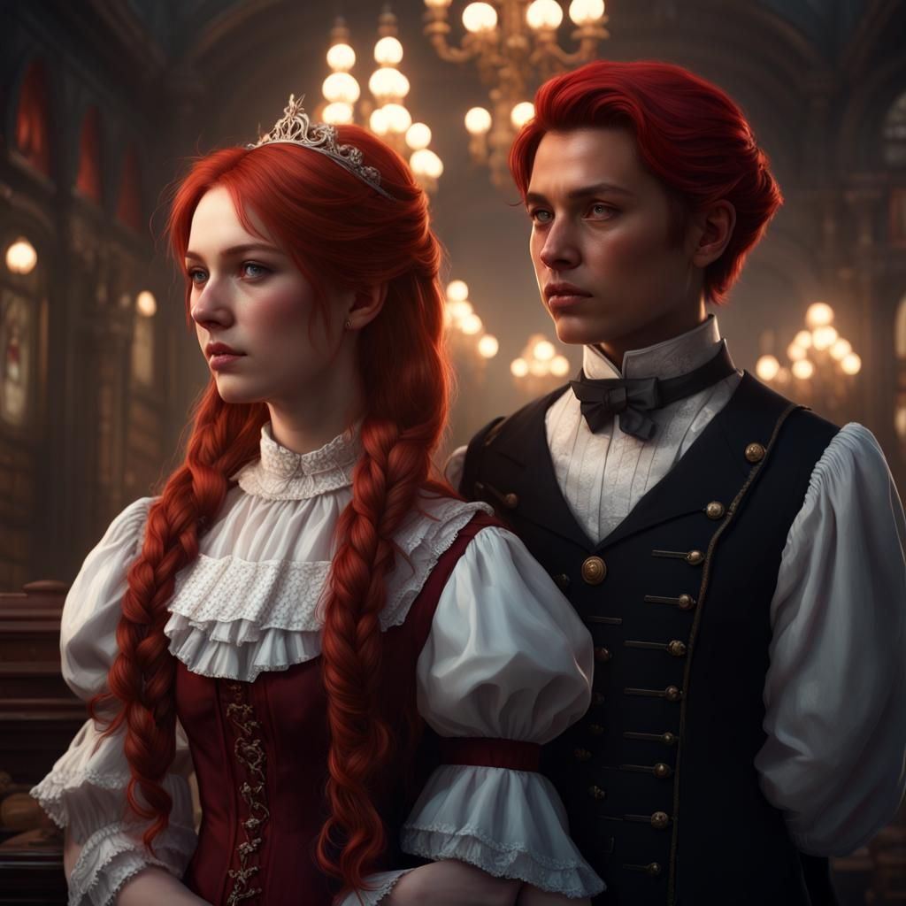 Victorian Princess and Student: Dark Fantasy Portrait
