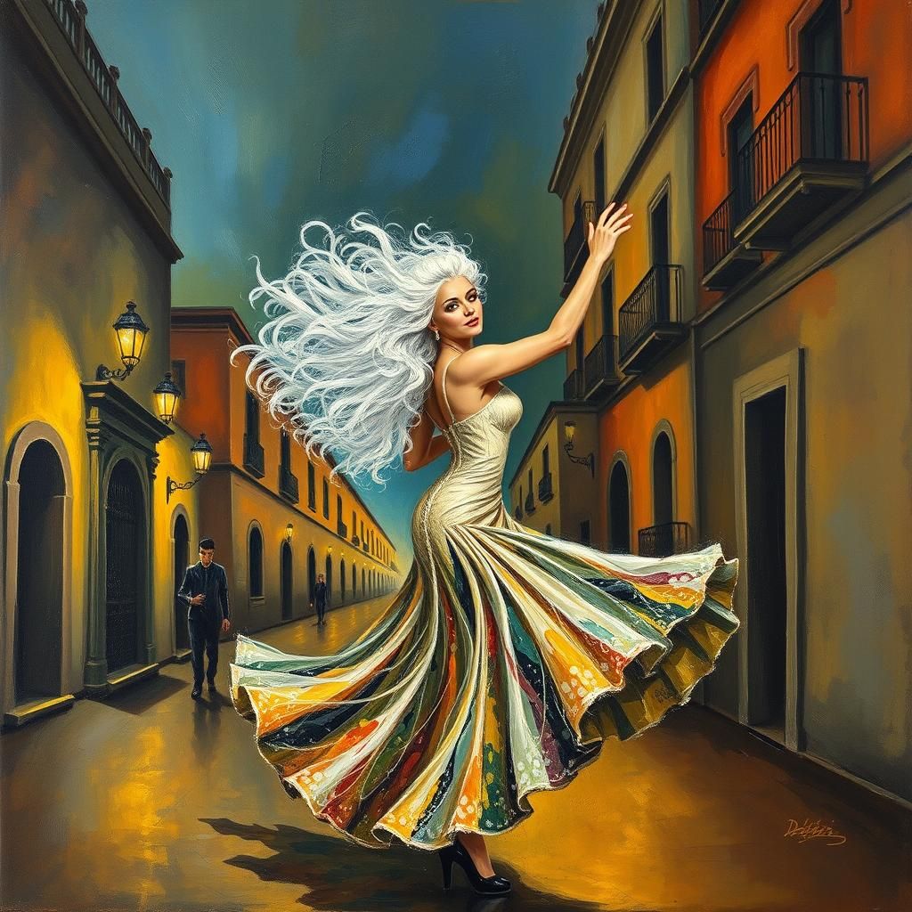 Carmen Dances in Seville: A Surrealist Oil Painting
