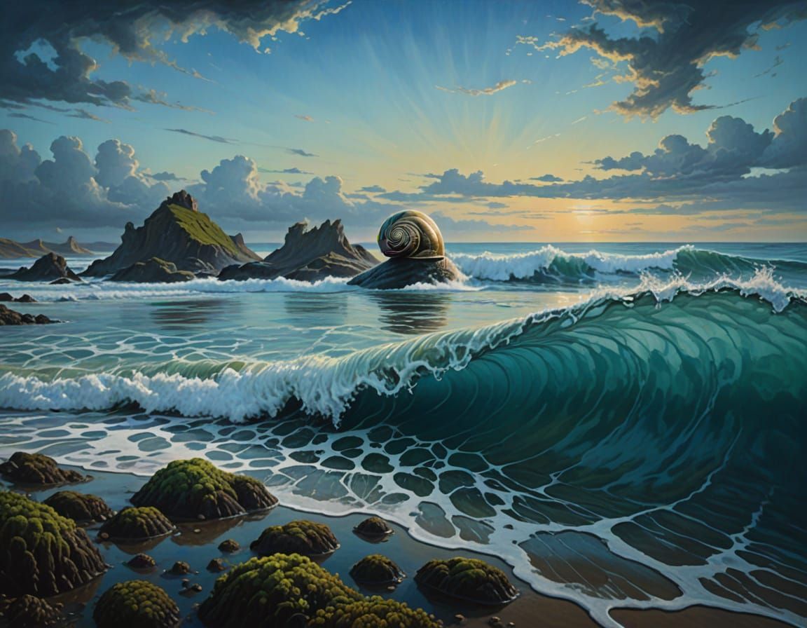 Surreal Sea Scene in Oil on Matte Canvas
