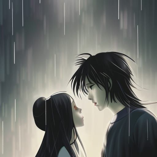 Wednesday and Edward: Gothic Romance in Anime Style