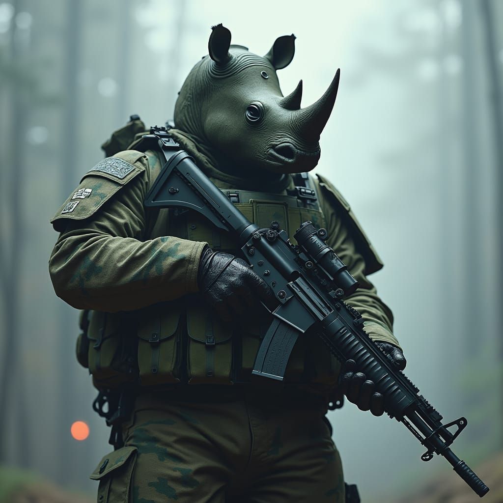 Armored Rhino Soldier in French Camouflage