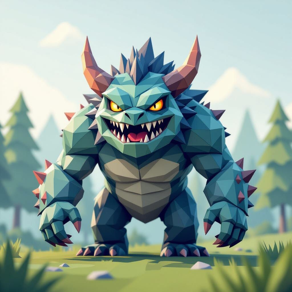 Low Poly Monster in Soft Lighting