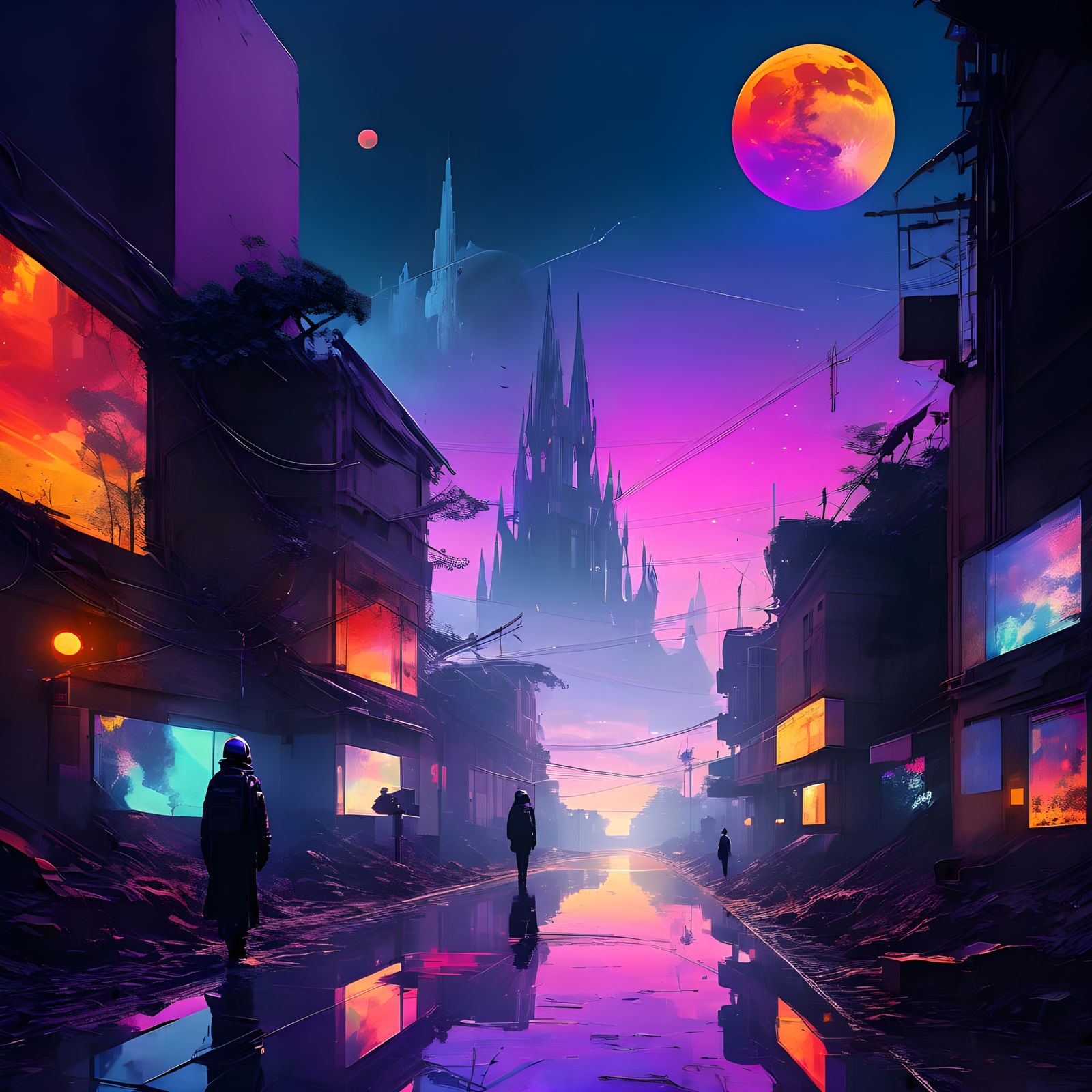 Gothic Serenity in a Mysterious Moonscape