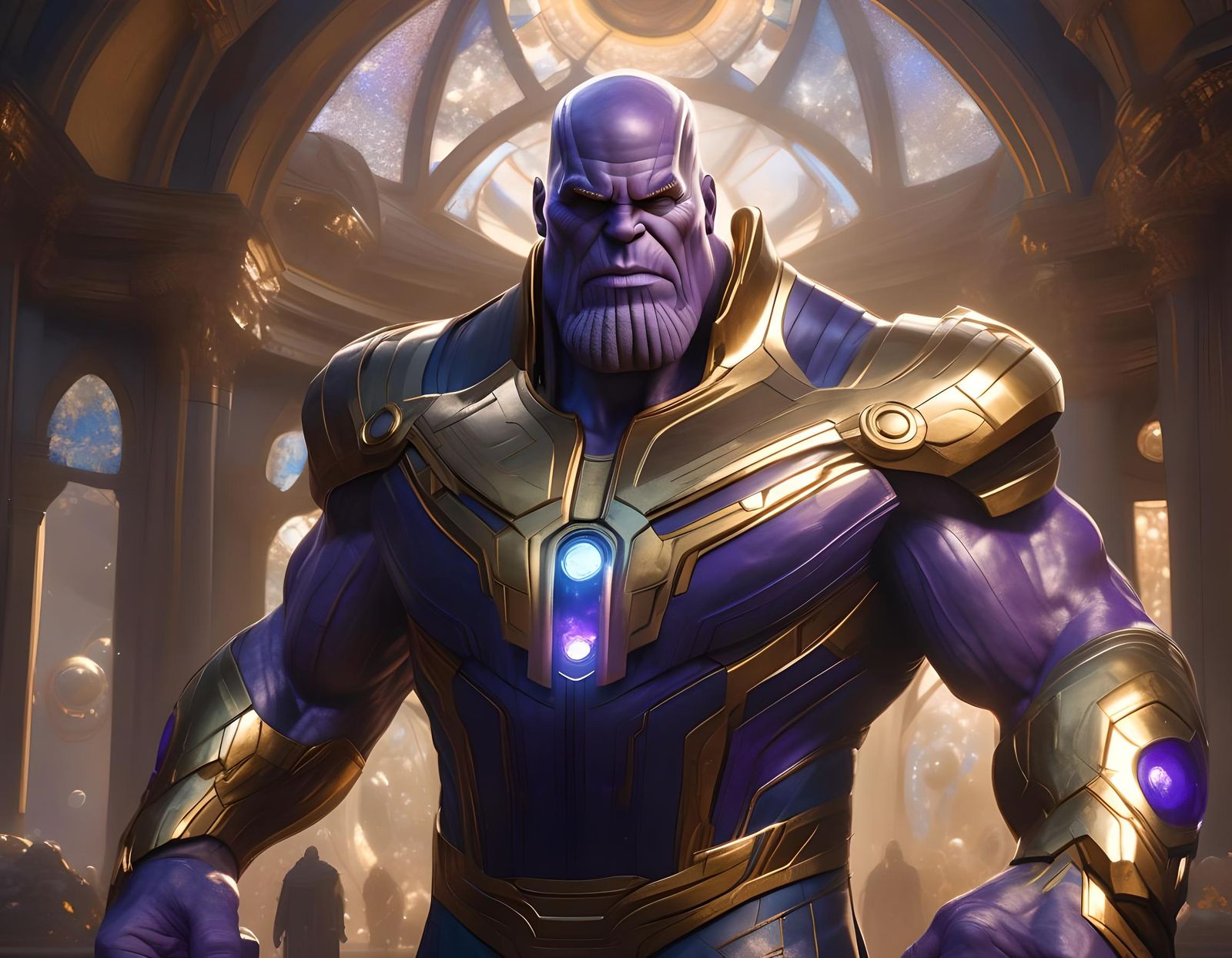 Hyperdetailed Portrait of Thanos in Volumetric Lighting