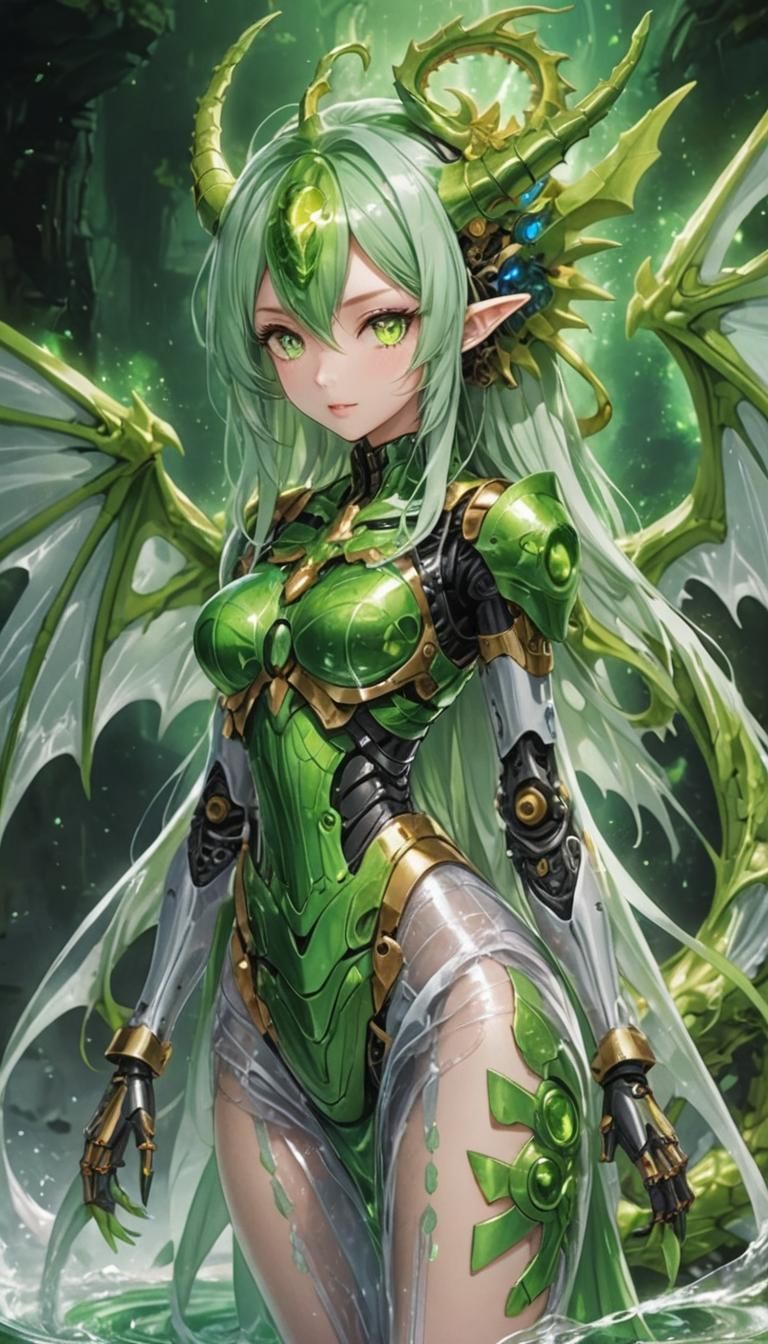 Robotic Dragon Girl with Slime Skin