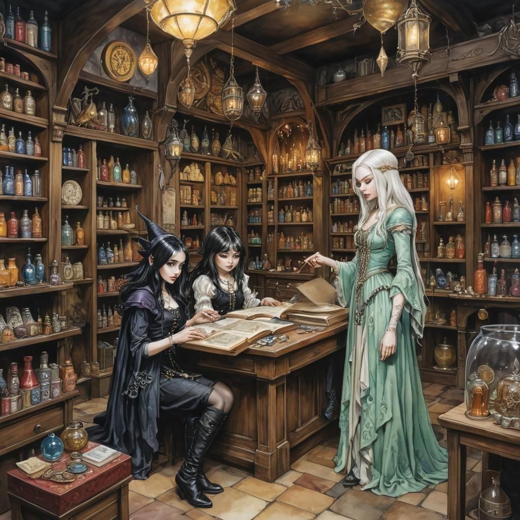 Magic Shop for Young Witches: Fairytale Illustration