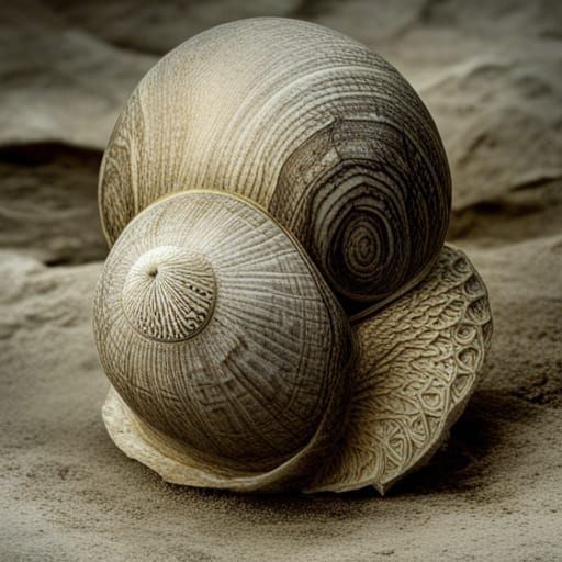 Eerie Lace Snail Portrait in Surreal Style
