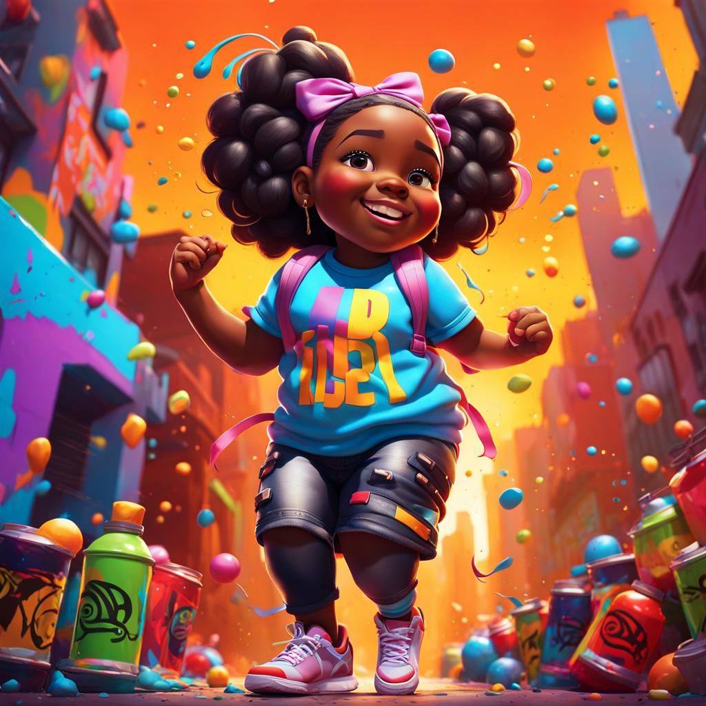 Girl Celebrates Dance Day in Graffiti Art