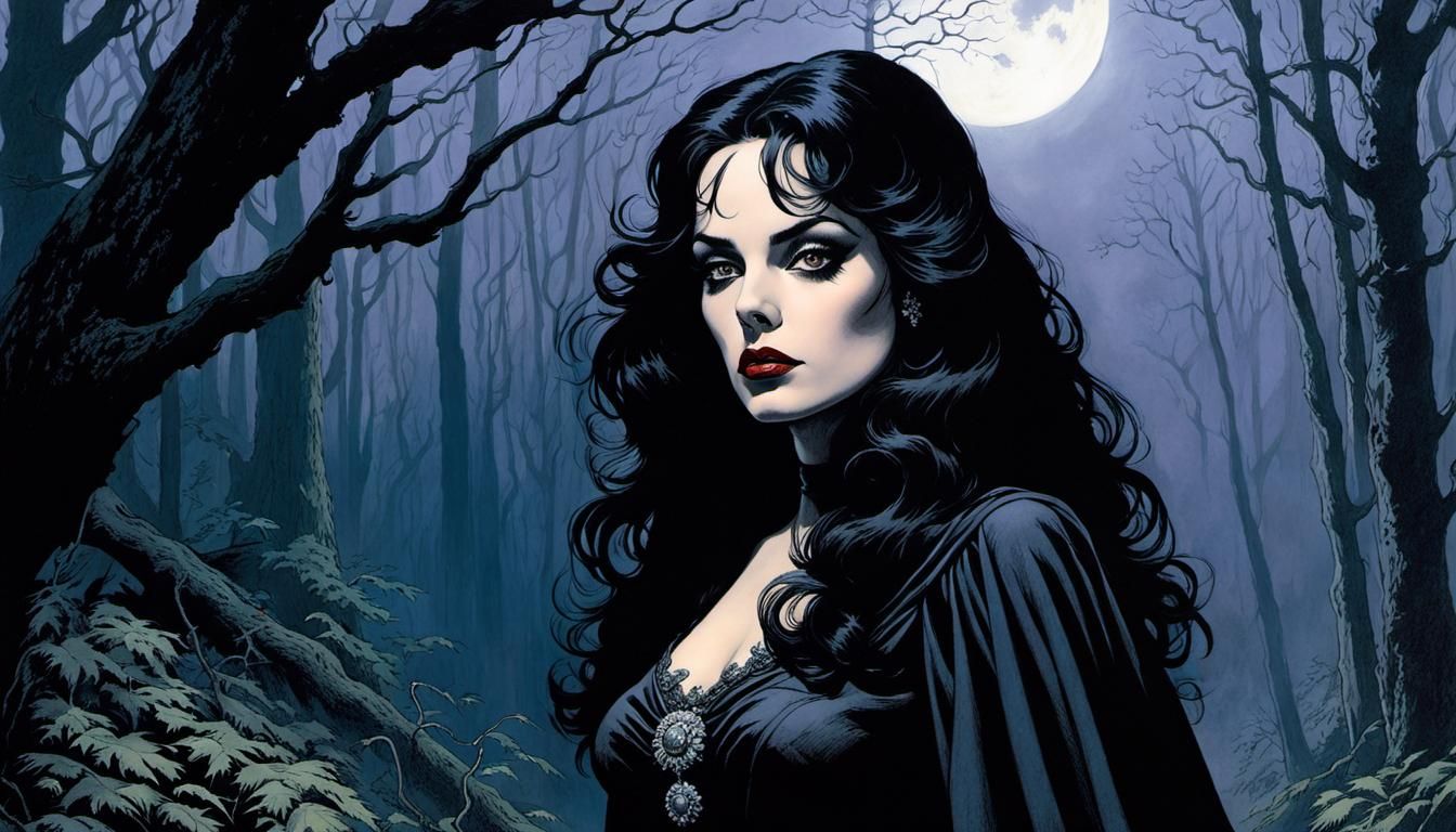 Barbara Steele, pale in the moonlight