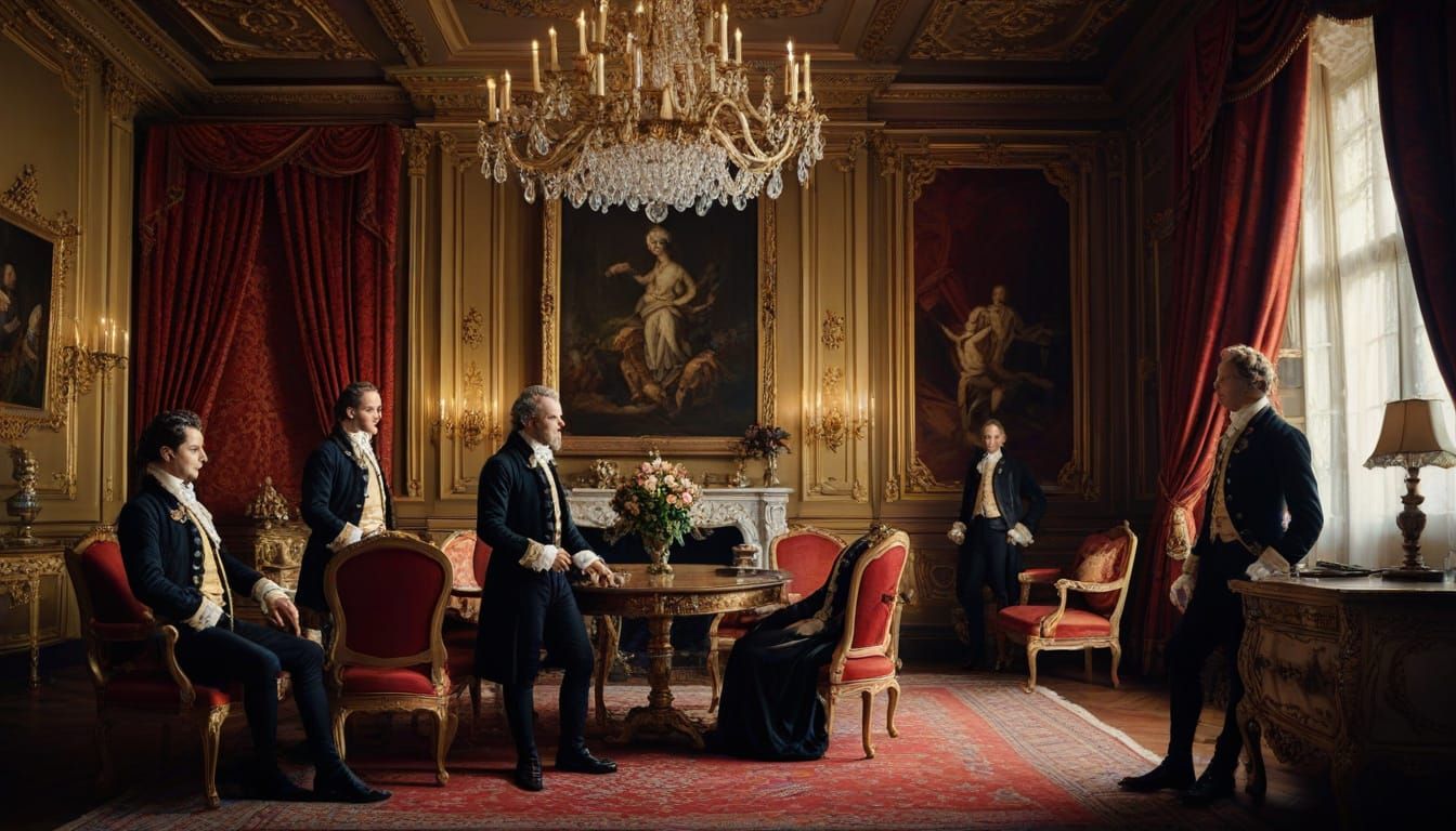 Grand Neoclassical Masterpiece: Tense Historical Scene