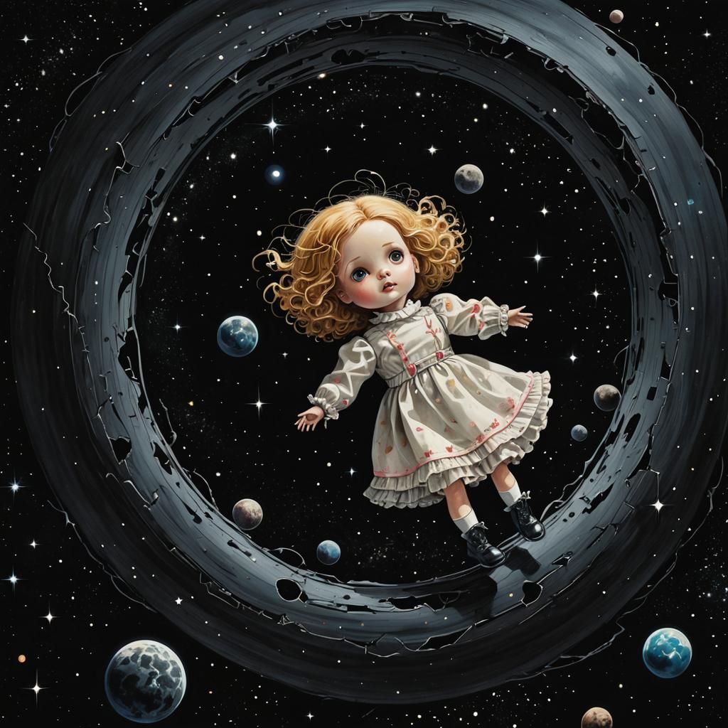 Broken Doll Drifting Towards Black Hole