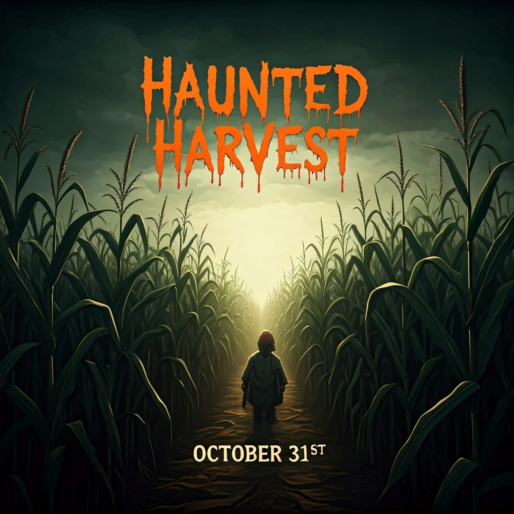 Haunted Corn Maze Poster in Cinematic Horror Style