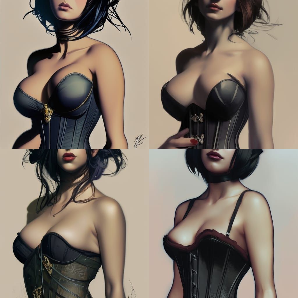 Detailed Portrait of Black Corset in Artstation Style