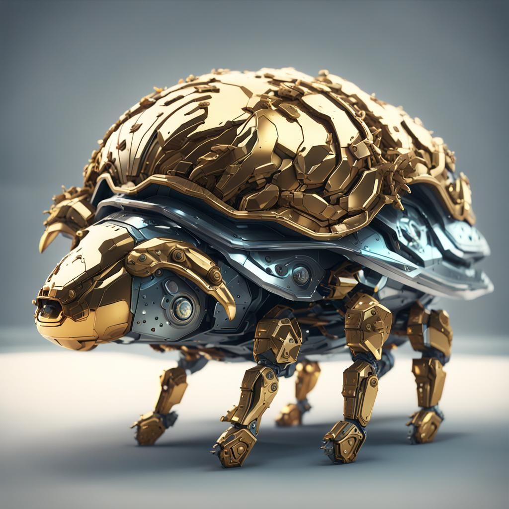 Futuristic Leaf Sheep Sea Slug with Mech Details