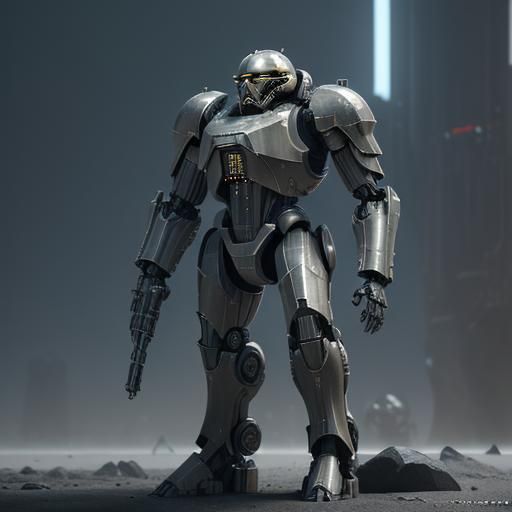 Intricate Darktrooper Mech in Cinematic Sci-Fi Style