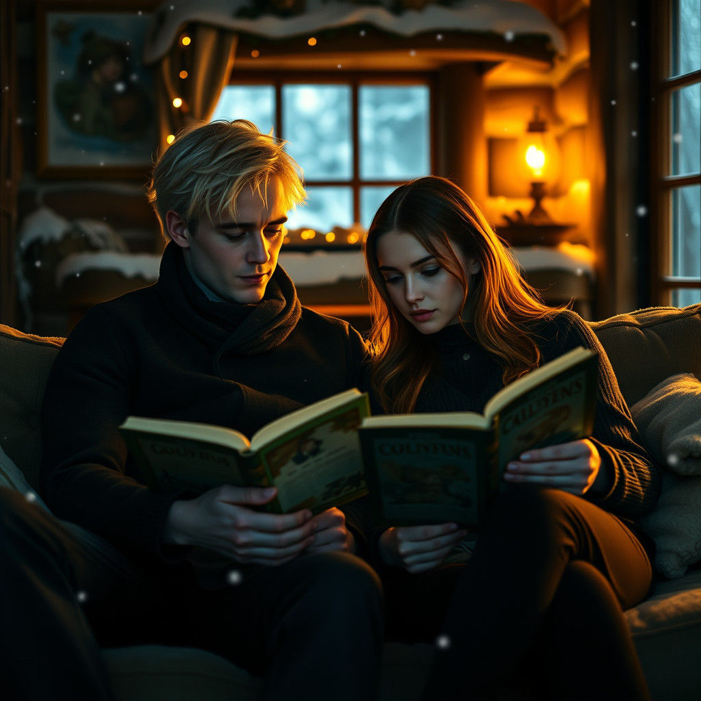 Romantic Winter Night Scene in Cinematic Style