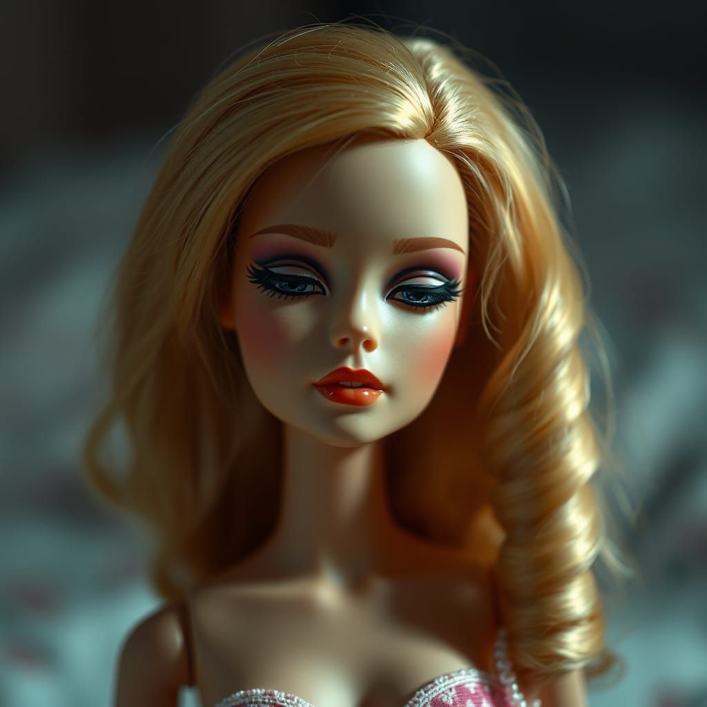 Sad Sleepy Barbie Doll in Deepdream Photography