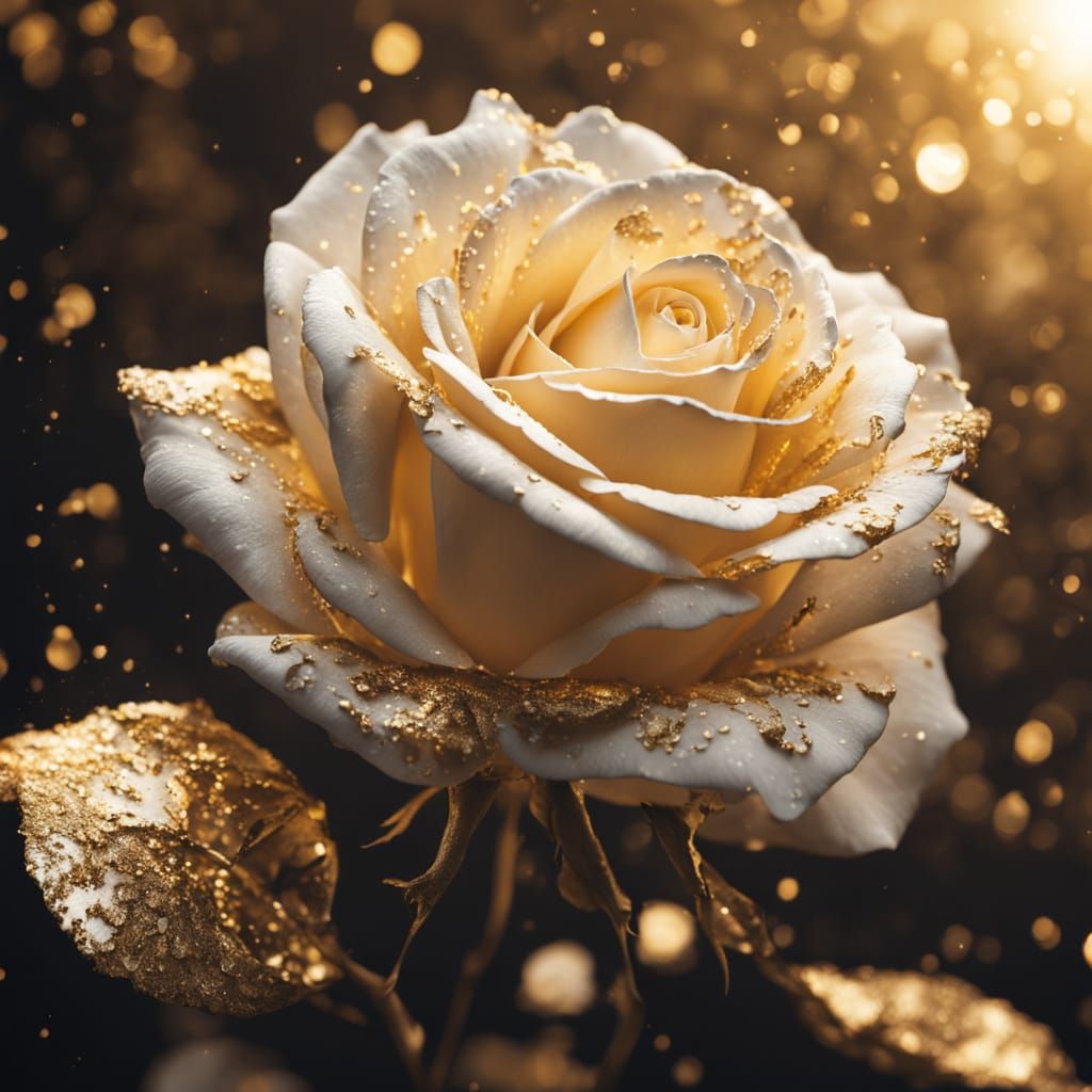 Gorgeous Gold Rose in Warm, Golden Light