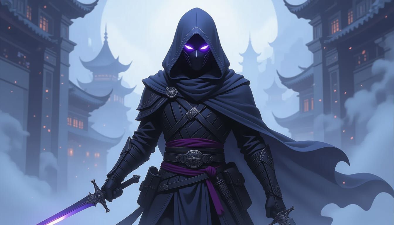 Mysterious Twilight Assassin in Violet Hues