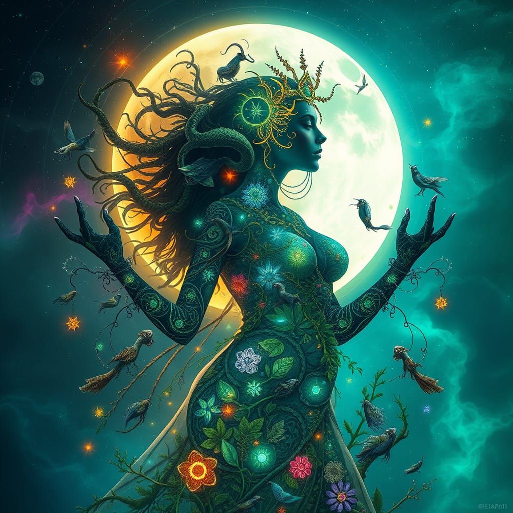 Ethereal Mindscape: Earth and Moon Intertwined