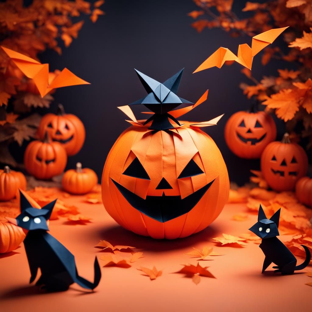 Kiki and Jiji Flying Near Giant Jack-o-Lantern