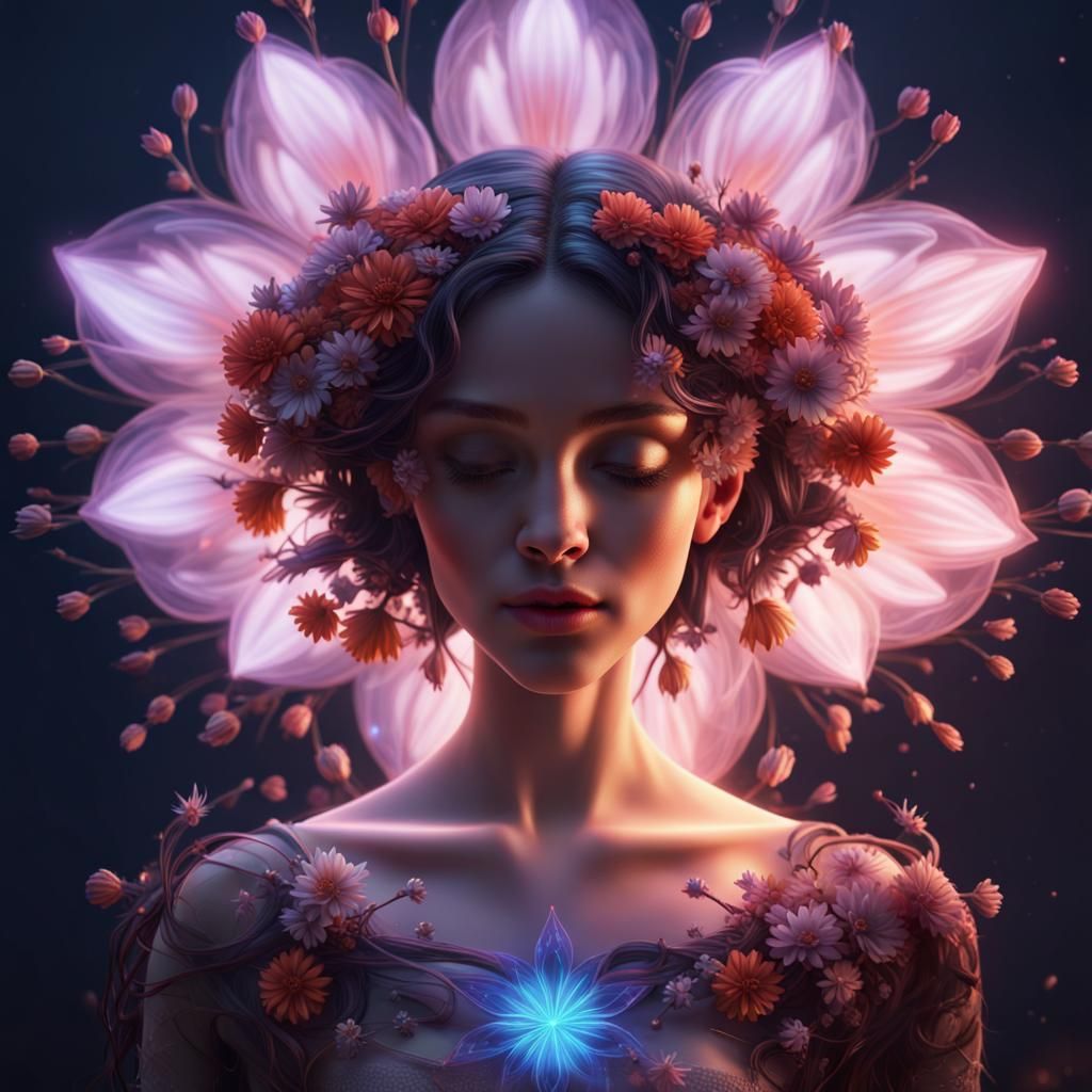 Magical Flower Blooms from Sleeping Girl's Heart