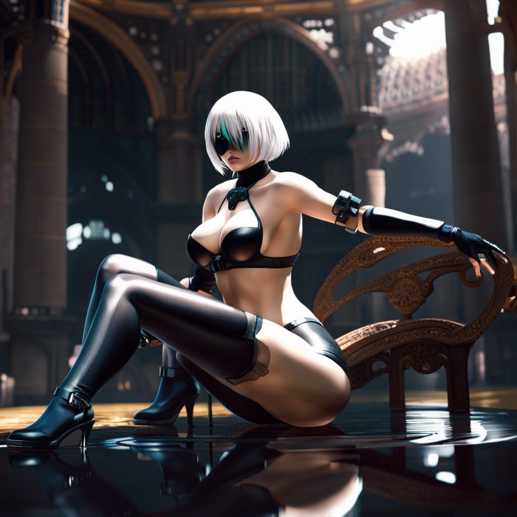 Hyperrealistic 2B Modelshoot with Transparent Bikini