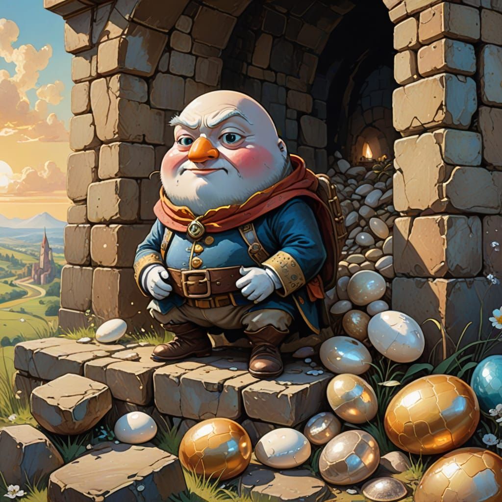 Whimsical Humpty Dumpty Portrait in Medieval Setting